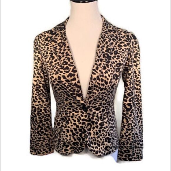Bongo Leopard One Button Blazer Sz S - Picture 1 of 7